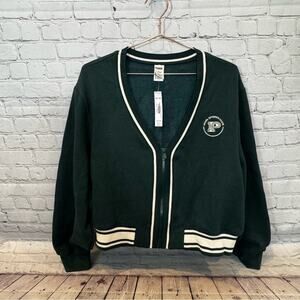 Victoria’s Secret PINK Crop Green Knit Cardigan